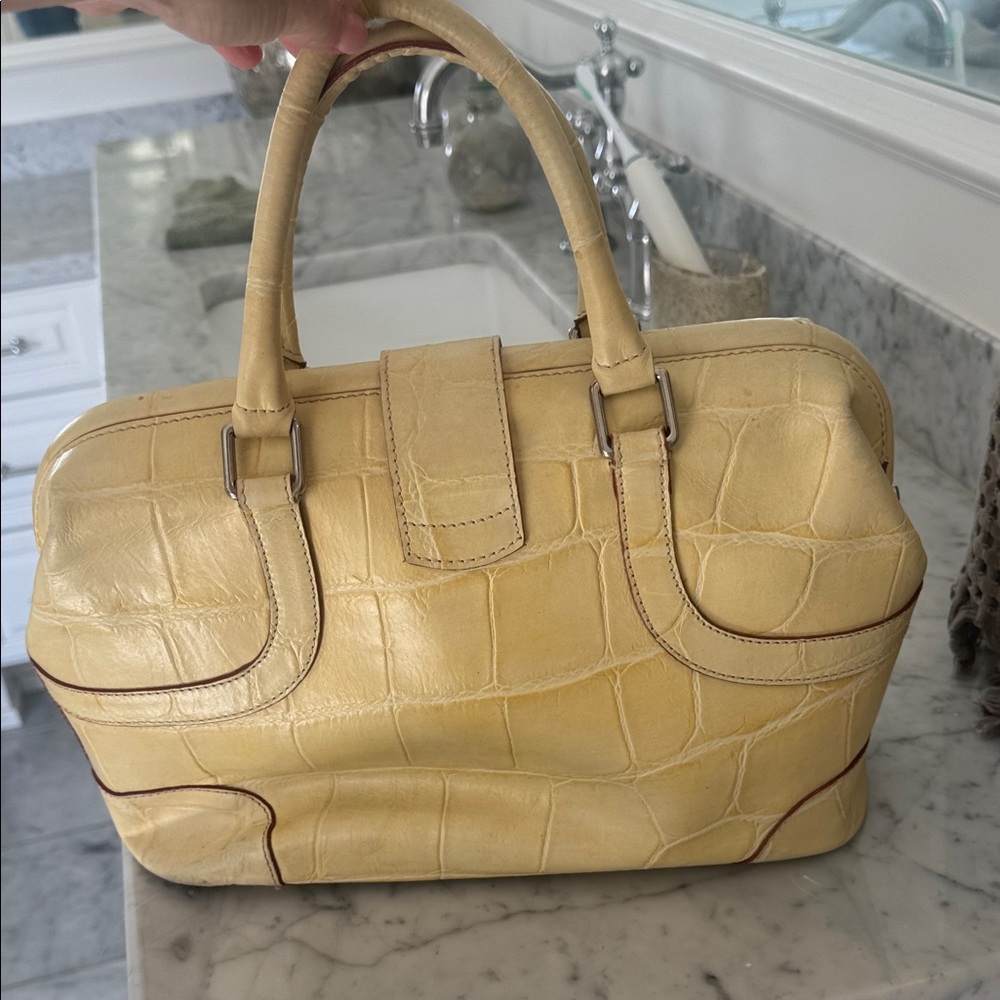 Dooney & Bourke Yellow Crocodile-Embossed Satchel - Picture 2 of 4